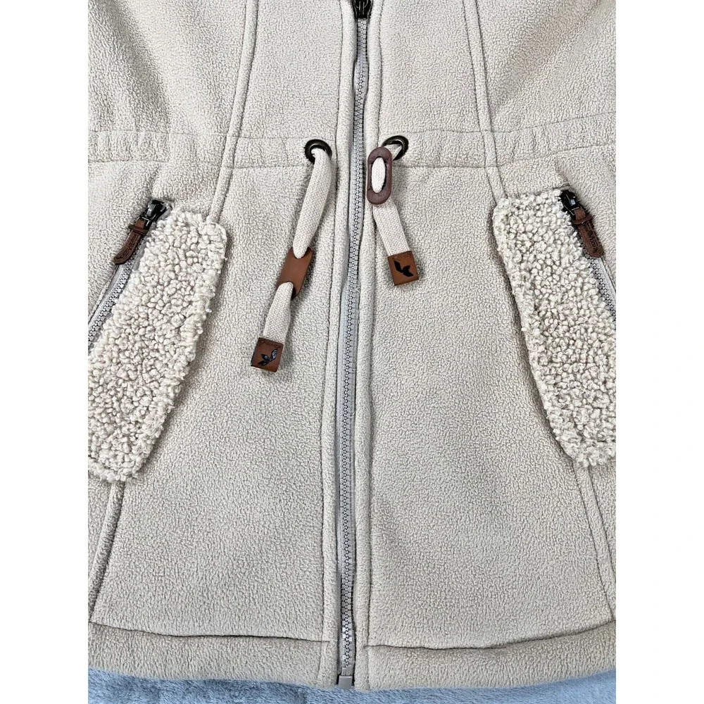 Koolaburra by UGG Womens Bonded Fleece Cinch Waist Hooded Jacket Tan M
